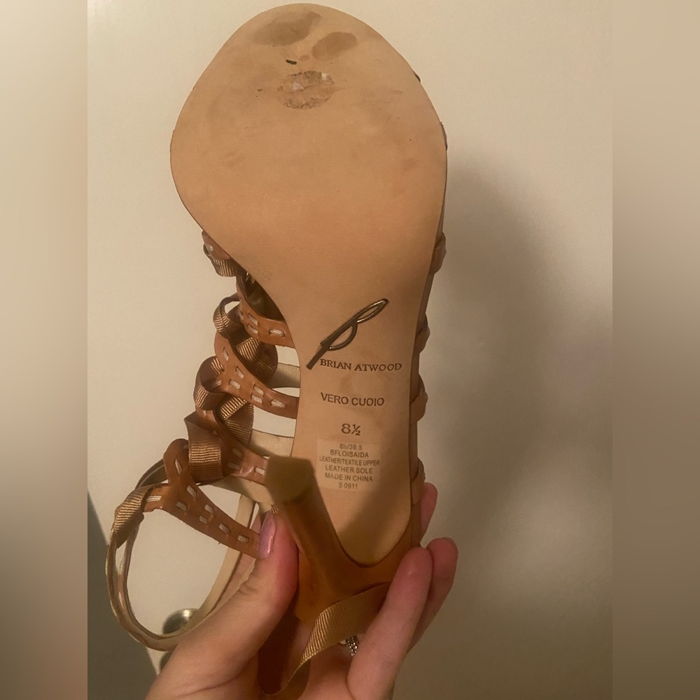 Leather and ribbon lace up stilettos by Brian Atwood. Worn one time perfect
